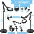 thumbnail image 6 of Magnifying Glass with Light and stand, Real Glass Lens, 5 Color Modes Stepless Dimmable Arm Swing LED Floor Lamp, 3-in-1 Large Lighted Magnifier for Reading Painting Craft Close Work, 6 of 7