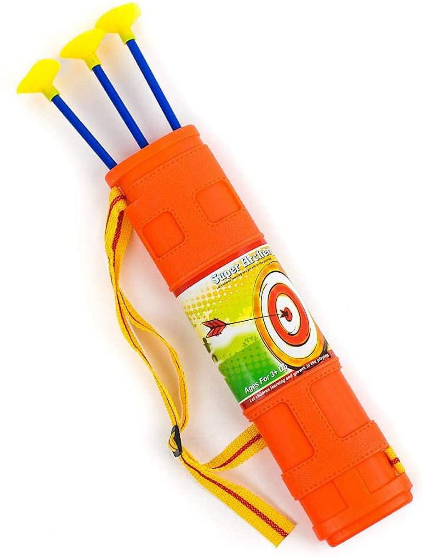 Toy Bow and Arrow for Kids - Practice Toy Archery Set Arrow Holder Target - Includes Shoulder Strapped Quiver and 3 Suction Cup Arrows,