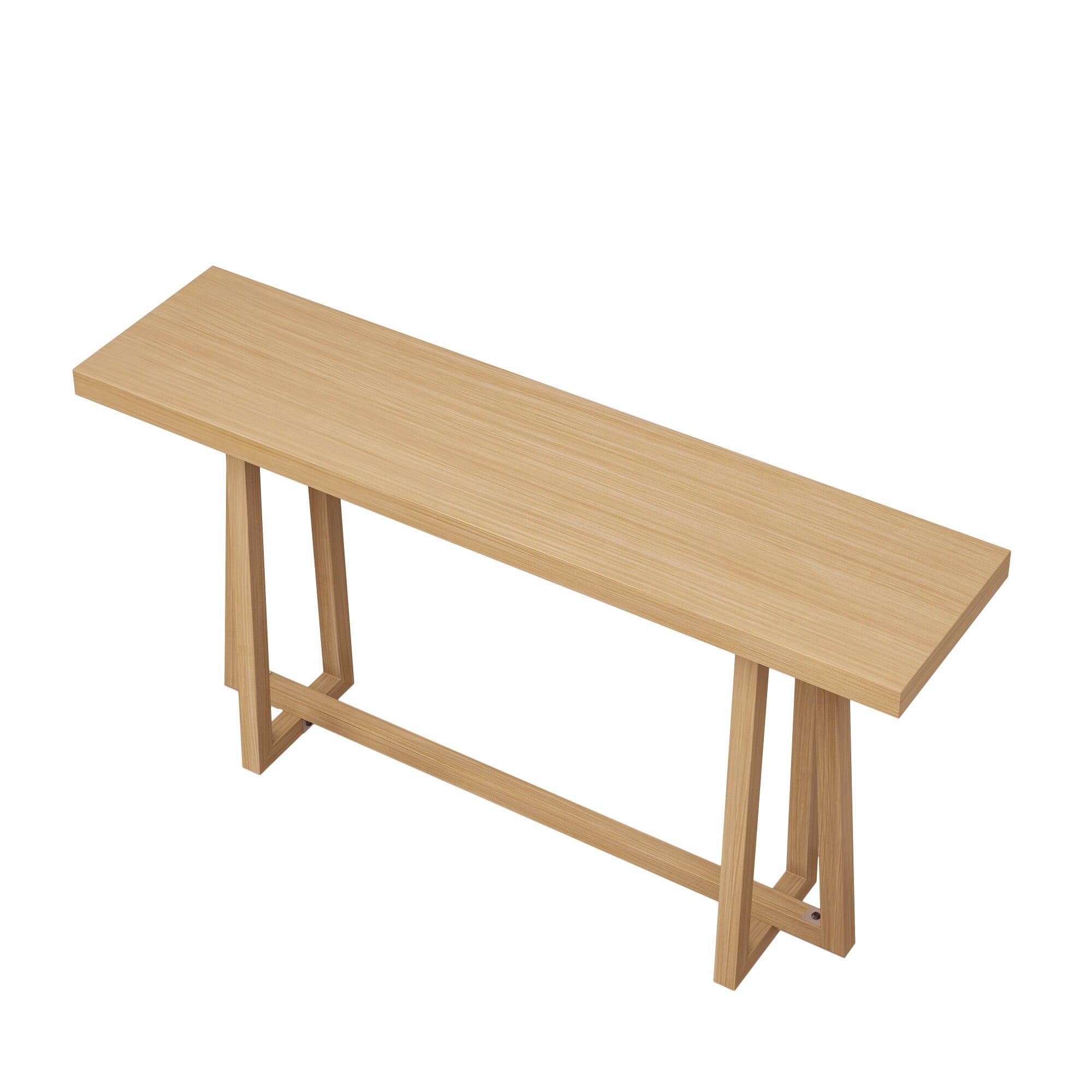 AENKYO 60" Console Table, Faux Wood Top Metal Entryway Table, Indoor/Outdoor Sofa Table for Hallway & Patio, Light Oak