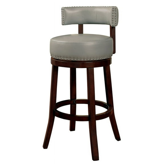 Furniture of America Tendel Faux Leather 24-inch Bar Stool in Gray (Set of 2)