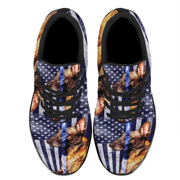 Belgian Malinois The Thin Blue Line Shoes Women's Fashion Sneakers Tennis Running Shoes for Men Women Black Size 3.5