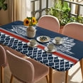 thumbnail image 3 of Navy Blue Coastal Table Cloths for 6 Foot Rectangle Tables, Nautical Ocean Sea Abstract Art Patio Waterproof Elastic Fitted Tablecloths, Washable Rectangular Table Cover for Camping, 3 of 8