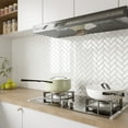 thumbnail image 4 of VEELIKE White Herringbone Backsplash Tiles Stickers 6 Sheets Peel and Stick Backsplash Tiles 12"x12", 4 of 10