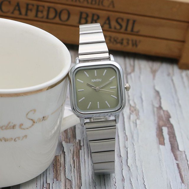 Reloj de cuarzo con malla tejida multicuadrada artística, reloj de acero inoxidable para niñas y mujeres