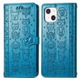thumbnail image 1 of Funda Cartera FOXDOCK para iPhone 13 , Flip PU con Relieve de Gatos y Perros, Tarjetero y Soporte, 1 of 6
