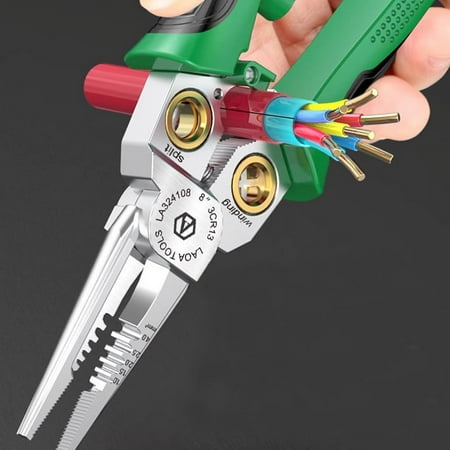

Stainless Steel Wire Stripper Wire Cutter Electrician Tools Multi-Function Hand Tool for Stripping Cutting Crimping Splitting Winding Clamping