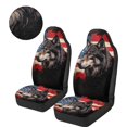 thumbnail image 3 of Uorisanigo 2 Pcs Front Car Seat Cover, American Flag Wolf High Back Bucket Car Seat Cover for Front Seats, Soft Plush Seats Covers, Universal Fit Auto Inteior Accessories, 3 of 7