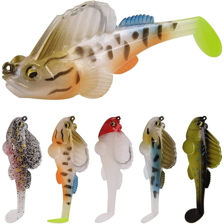 Soft Plastic Fishing Lures Kit Bass Swimbaits Fishing Lures 1/2 OZ Fin Guarded Hook Bluegill Swimbait for Freshwater Saltwater