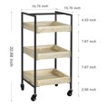 thumbnail image 6 of Topcobe 3 Tier Rolling Storage Cart for Bathroom Laundry Room, Modern Mobile Serving Cart for Kitchen Living Room, Storage Shelving Unit for Bedroom Dorm with Universal Wheels, Wood Color, 6 of 8