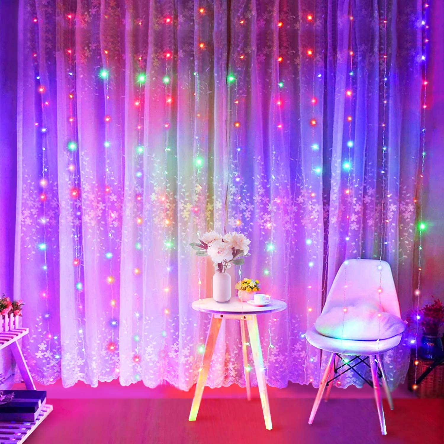 Curtain String Light 300 LED 8 Lighting Modes Fairy Lights Remote Control USB Powered Waterproof Lights for Christmas Bedroom Party Wedding Home Garden Wall Decorations - 4 Colors