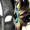 thumbnail image 3 of Side Feather Black Half Mask- Mardi Gras, 3 of 3