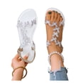 thumbnail image 4 of Plus Size Wedge Sandals for Womens Summer Casual Large-Size Metal Buckle Flat Hollow-Out Outer Wear Bowknot Lightweight Flat Sandals, 4 of 6