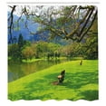 thumbnail image 3 of Ambesonne Nature Shower Curtain, Panoramic Public Wiev, 69"Wx75"L, Lime Green Violet Blue, 3 of 5