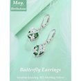 thumbnail image 5 of VESITIM 925 Sterling Silver Butterfly Dangle Earrings for Women May Birthstone Emerald Butterfly Earrings Jewelry Gift, 5 of 7