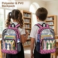 thumbnail image 4 of ZIATUBLES Clear Backpack, Heavy Duty Fabric & PVC Transparent Bookbag 17 Inch with Leopard Bunnies Print, Large Capacity See Through Bag for School Travel Security, 4 of 7