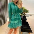thumbnail image 2 of Fashion Lindreshi Midi Dresses for Women Plus Size with Sleeves Fashion Women V-Neck Summer Solid Long Sleeve Lace Patchwork Mini RDress, 2 of 7