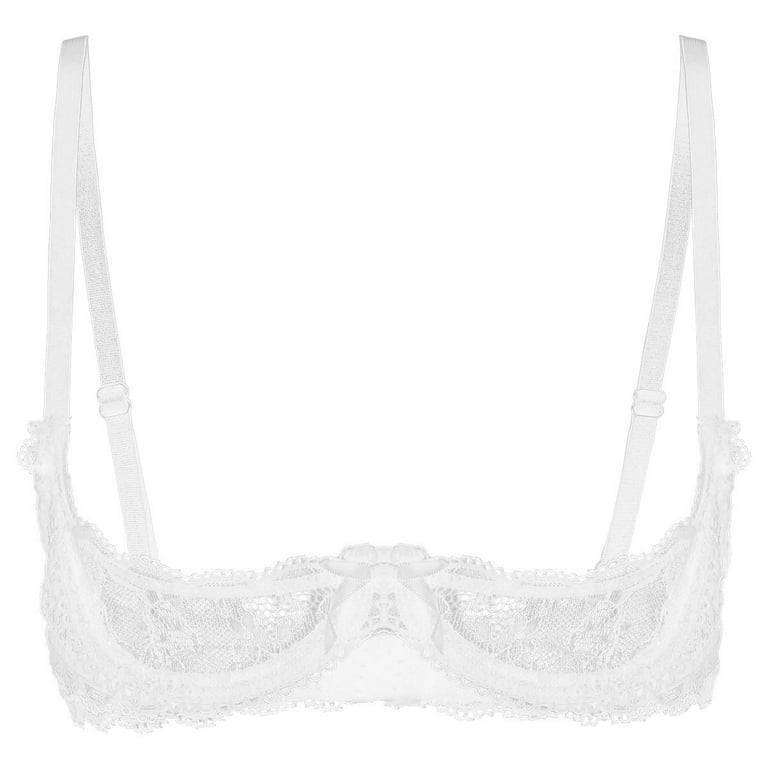Women's Sexy Open Cup Bra Tops Sheer Floral Lace Underwire Push Up Bralette  Cupless Lingerie Exposed Breasts Underwear Nightwear