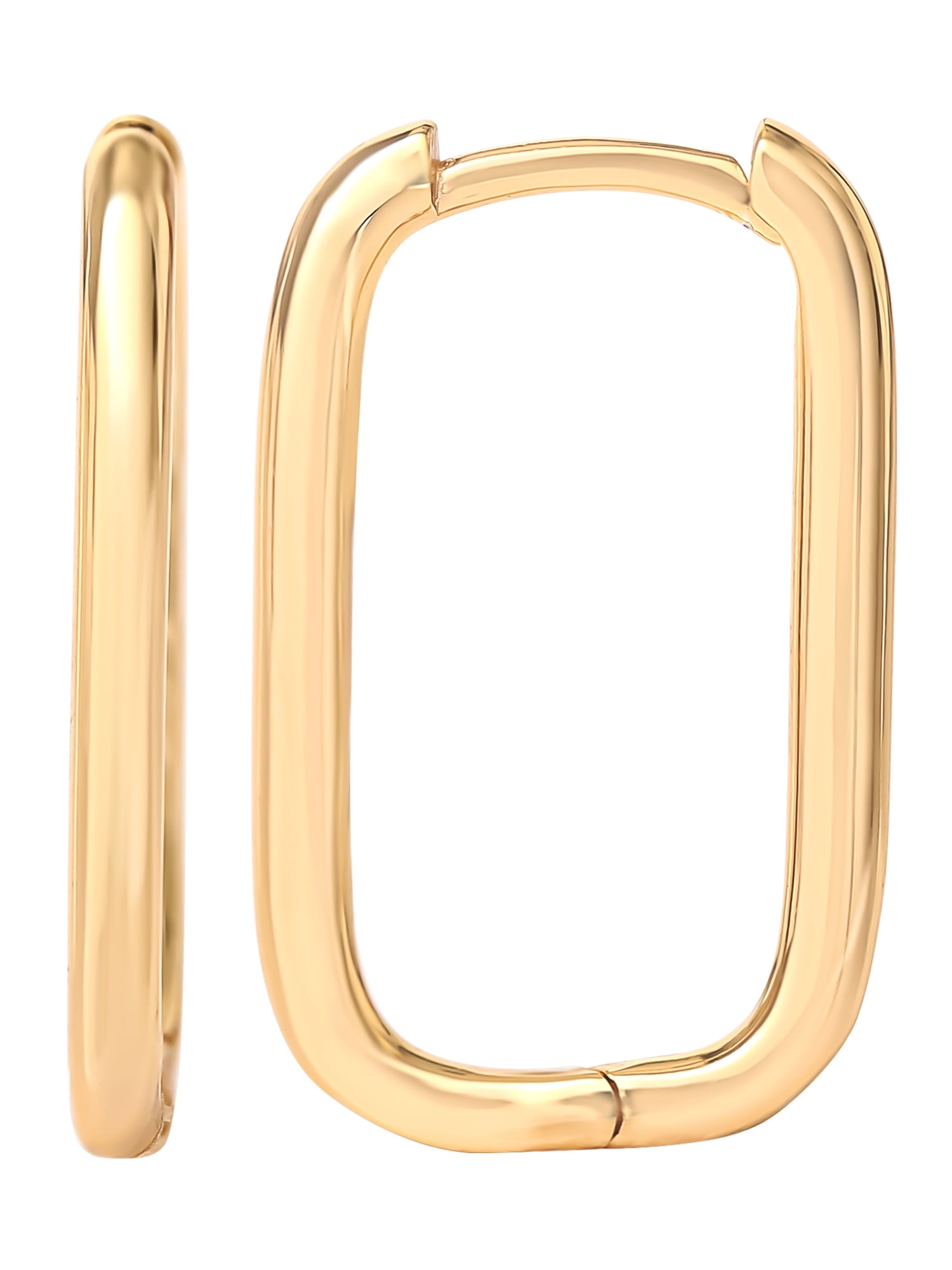 JS Jessica Simpson Women’s Gold Plated Sterling Silver Rectangular Hoop Earrings