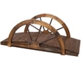 thumbnail image 4 of Olurrisa 3.3ft Wooden Garden Bridge Arc Footbridge with Half-Wheel Style Railings & Solid Fir Construction, Stained Wood, 4 of 9