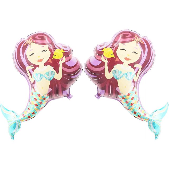 Otra decoración de jardín Conjunto de 2 globos gigantes de sirena feliz de 95 cm para tema marino Fiesta de cumpleaños Decoración de boda Púrpura