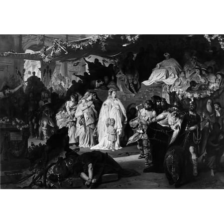 Triumphal Entry - Thusnelda at the Triumphal Entry of Germanicus into Rome Poster Print by Karl Theodor von Piloty (German Munich 1826 “1886 Ambach bei Munich) (18 x 24)