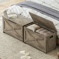 thumbnail image 5 of 30'' Wooden Storage Bench with Safety Hinge, Wooden Box Large Storage Chest Organizer with Lid, Gray, 5 of 6