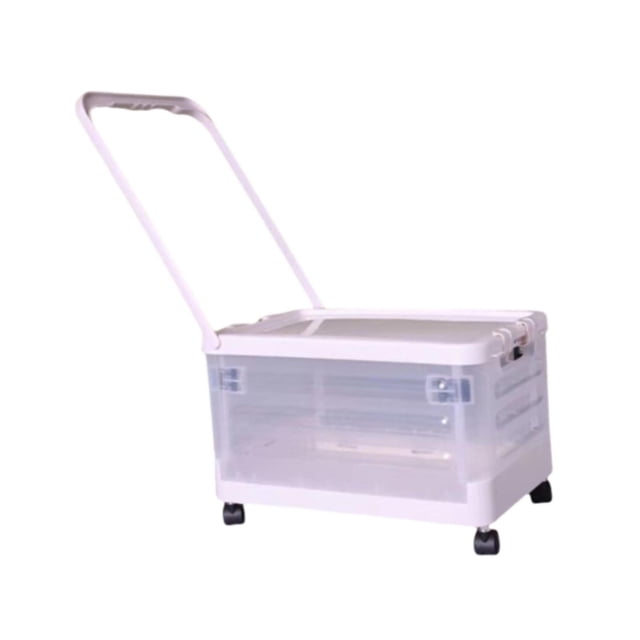 Wweixi Bac de Rangement avec Roues et Poignée de Traction Pliable Gris Couvercle de Voiture Coffre Blanc Transparent 43x28x23cm