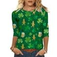 thumbnail image 2 of Ounisa Womens 3/4 Sleeve St. Patrick's Day T-Shirts Crew Neck Spring Graphic Tee Tops, 2 of 8