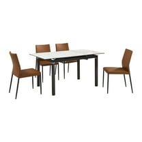 Knox Alison 5 Piece Dining Set with Gray Velvet Chairs