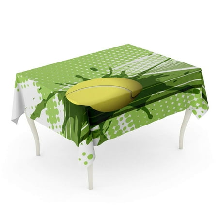 SIDONKU Blue Net Tennis Ball on Abstract Green Yellow Competition Court Herb Light Play Tablecloth Table Desk Cover Home Party Decor 60x104 inch