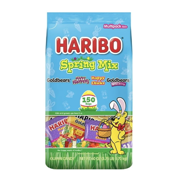 Haribo Spring Mix Gummy Bear Candy Assortment, 150 Bags (3.75 Lb)