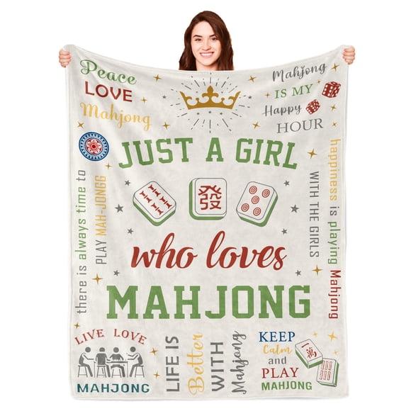 Manta Turelos con tema de Mahjong 152x127 cm