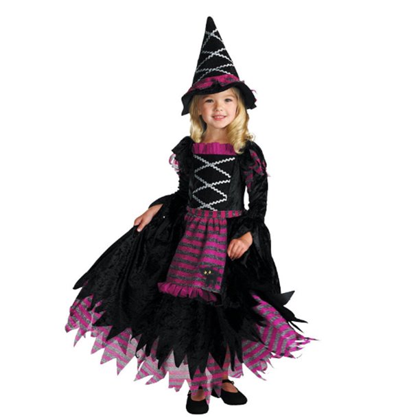 Halloween Witch Costume for Girls - Purple and Black Witch with Hat ...