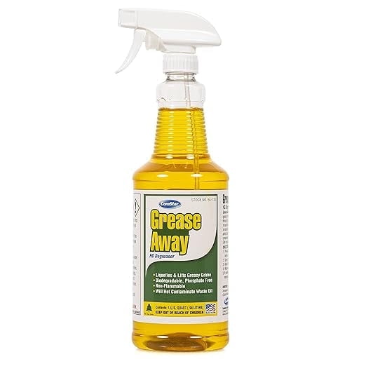 ComStar Grease Away HD Degreaser,1 Quart with Spray Powerful Water-Soluble Heavy Duty Cleaner, Industrial Strength Degreasing Spray for Tools, Engines, Machinery, Farm Equipment (55-130)