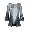 thumbnail image 4 of IROINNID Fall Shirts for Women Long Sleeve V-Neck Casual 3/4 Sleeve Printed Tunic Tops Casual Basic Pleated Blouse,Gray, 4 of 4