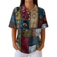 thumbnail image 2 of Plus Size Women Waffle Knit Fall Tops Hawaiian Button Down Shirts for Women Polo Shirts Long Sleeve V Neck Loose Fit Tun, 2 of 5