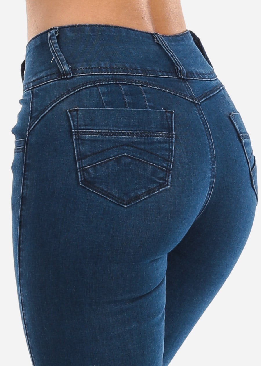 Moda Xpress - Womens Skinny Jeans Dark Wash High Rise Butt Lifting ...