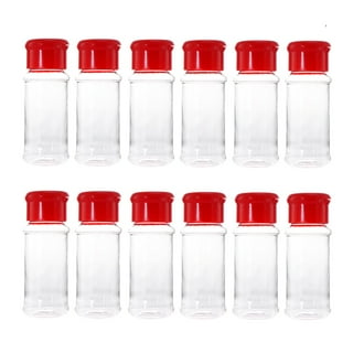 Mini Plastic Spice Jars w/Sifters (12-Pack, Red); 2 Tablespoon Capacity (1  Fluid Ounce) Spice Bottles Great for Travel, Glitter, Gifts, Favors, Etc.