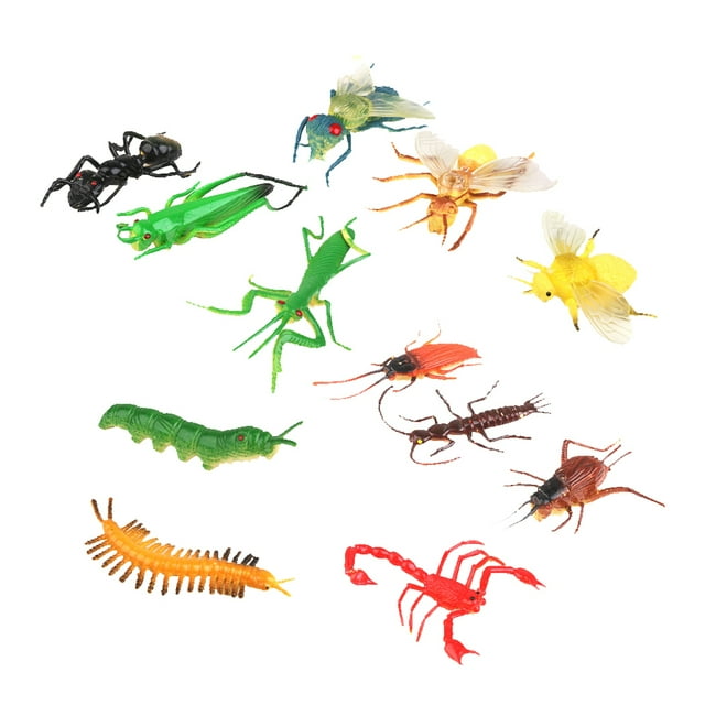 12pcs Juguetes de Imitación Modelo de Artificiales Plásticos Multicolores Sunnimix Artificial de insectos