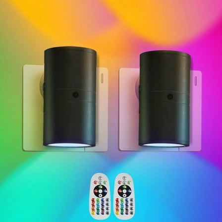 LED RGB Wall Lamp Smart Remote Control Colorful Bedside Night Light for Bedroom Corridor Stairs Wall Sconce US Plug