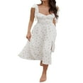 thumbnail image 1 of PENGXIANG Robe Midi Sans Manches d'Été pour Femmes Couleur Unie / Robe de Soirée Split Florale, 1 of 5