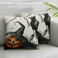 thumbnail image 3 of Halloween Pillow Covers Decorative Throw Pillows Halloween Decor for Indoor Witch Hats|Scary Pumpkin|Crow|Grave|Spider|Web Pattern Black-and-White Pillowcase Fall Cushion CasesZippered, 3 of 5