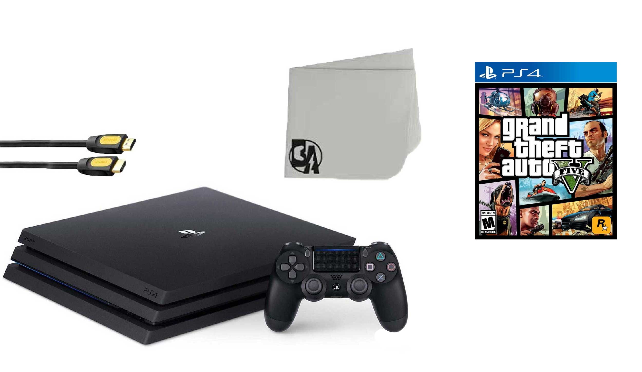 at tilføje Akkumulering Centimeter Sony PlayStation 4 Pro 1TB Gaming Console Black with Grand Theft Auto V  BOLT AXTION Bundle Like New - Walmart.com