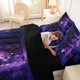 thumbnail image 5 of Manfei Wild Wolf 7 Pieces Full Size Bedding Sets,Dreamy Stars Sky Full Size Bed in a Bag,Purple,Black Reversible, 5 of 7