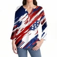 thumbnail image 4 of Women's Breathable V-Neck 3/4 Sleeve Tee, Patriotic Independence Day Print Casual Top for Hiking & Camping, Moisture-Management Fabric,Royal Blue 3XL, 4 of 5