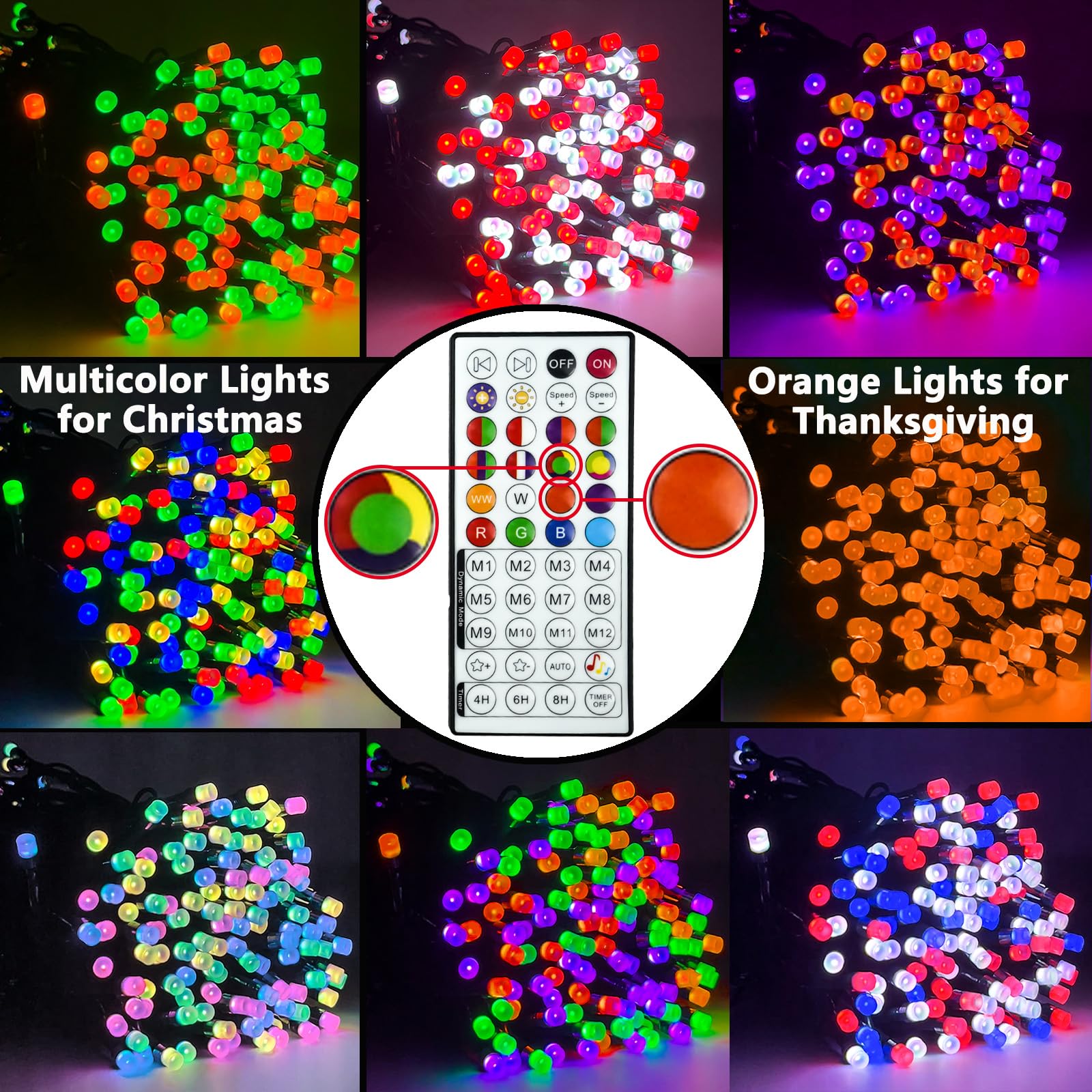 Smart Color Changing Christmas Lights, 66 FT 200 LED RGB String Lights with Remote App Control and Timer, Music Sync Multiple Modes Twinkle Mini Light Waterproof Indoor Outdoor