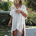 thumbnail image 2 of Womens Crochet Lace Knit Swimwear Cover Up Dress Summer Beach Bikini Cover Up 2023, 2 of 6