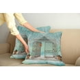 thumbnail image 2 of Ambesonne Retro Throw Pillow Cover 2 Pack, Old Door and Curtain Print, 20", Teal Brown White, 2 of 5