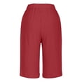 thumbnail image 6 of Endives Linen Shorts For Women Knee Length Tie High Waisted Elastic Casual Wide Leg Short Summer Pants Daily Wear, 6 of 7