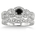thumbnail image 2 of 1.5 Carat Black Diamond Halo Bridal Set on 10k White Gold, 2 of 2